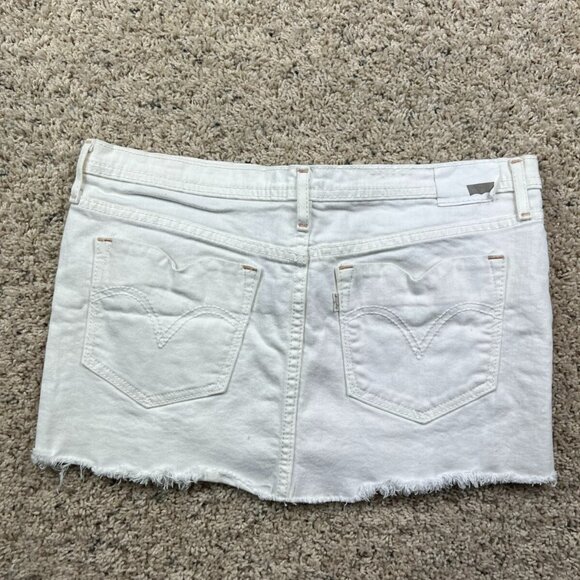Levi's Womens Button Front Denim Skirt, White Size 29 Shirt Skirt Distressed - Picture 8 of 11